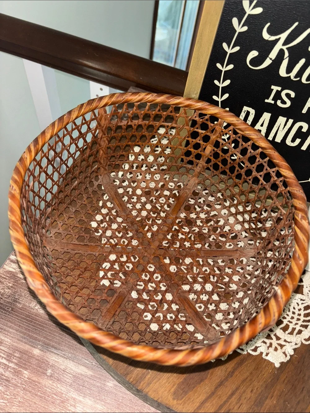 Vintage Woven 10” Rattan Storage Basket in Brown - Home Accents